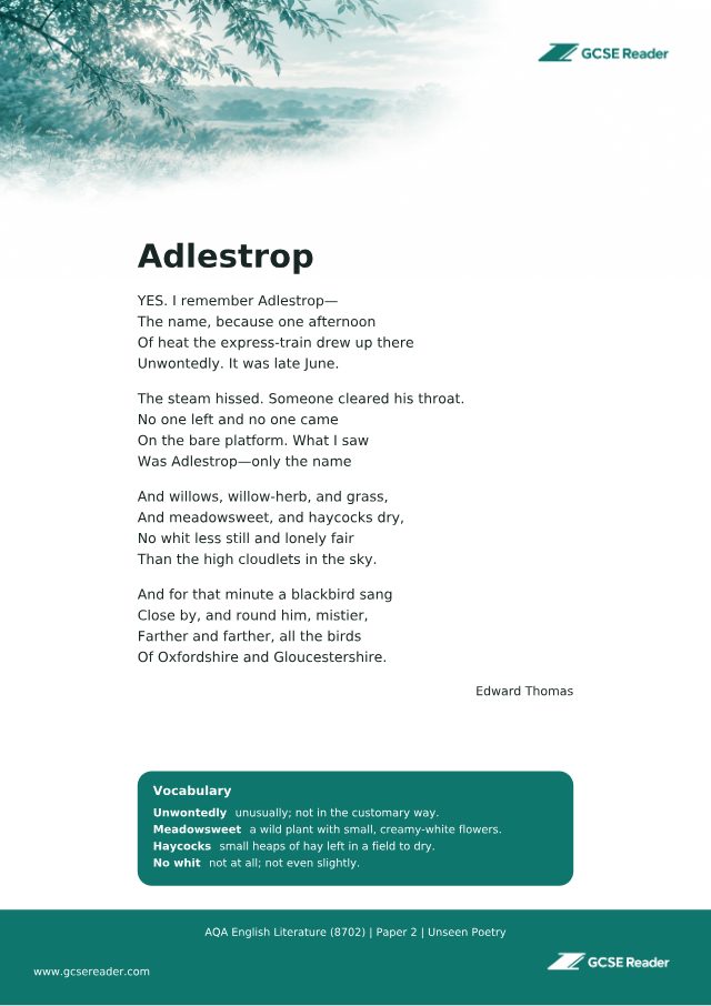 Open PDF: Adlestrop - Edward Thomas